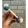 Vintage 1940s Baby Rattle Celluloid Plastic 4" Dumbbell Style Two-Tone