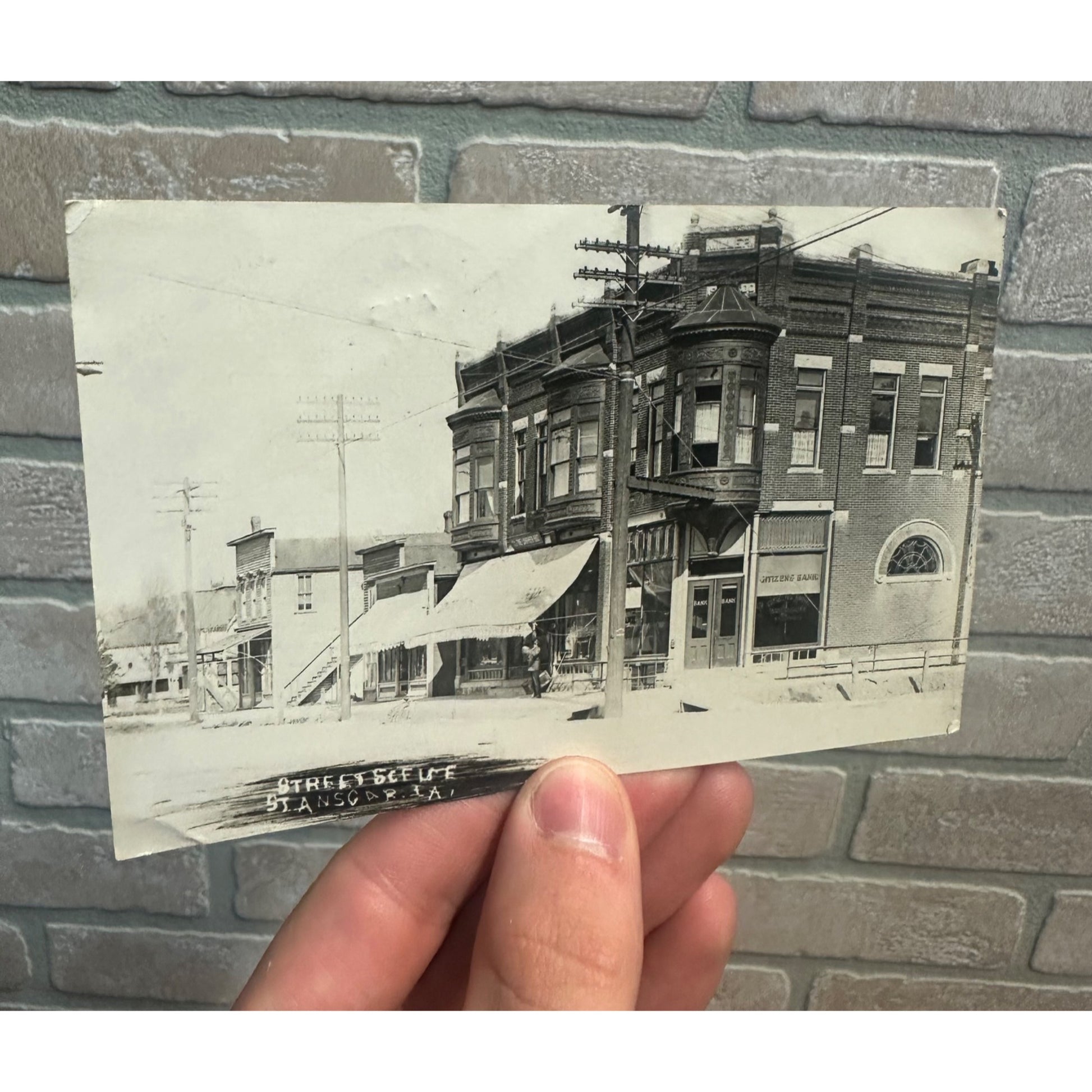 St Ansgar Iowa IA RPPC Postcard Street Scene Citizens Bank Building 1910 Vintage