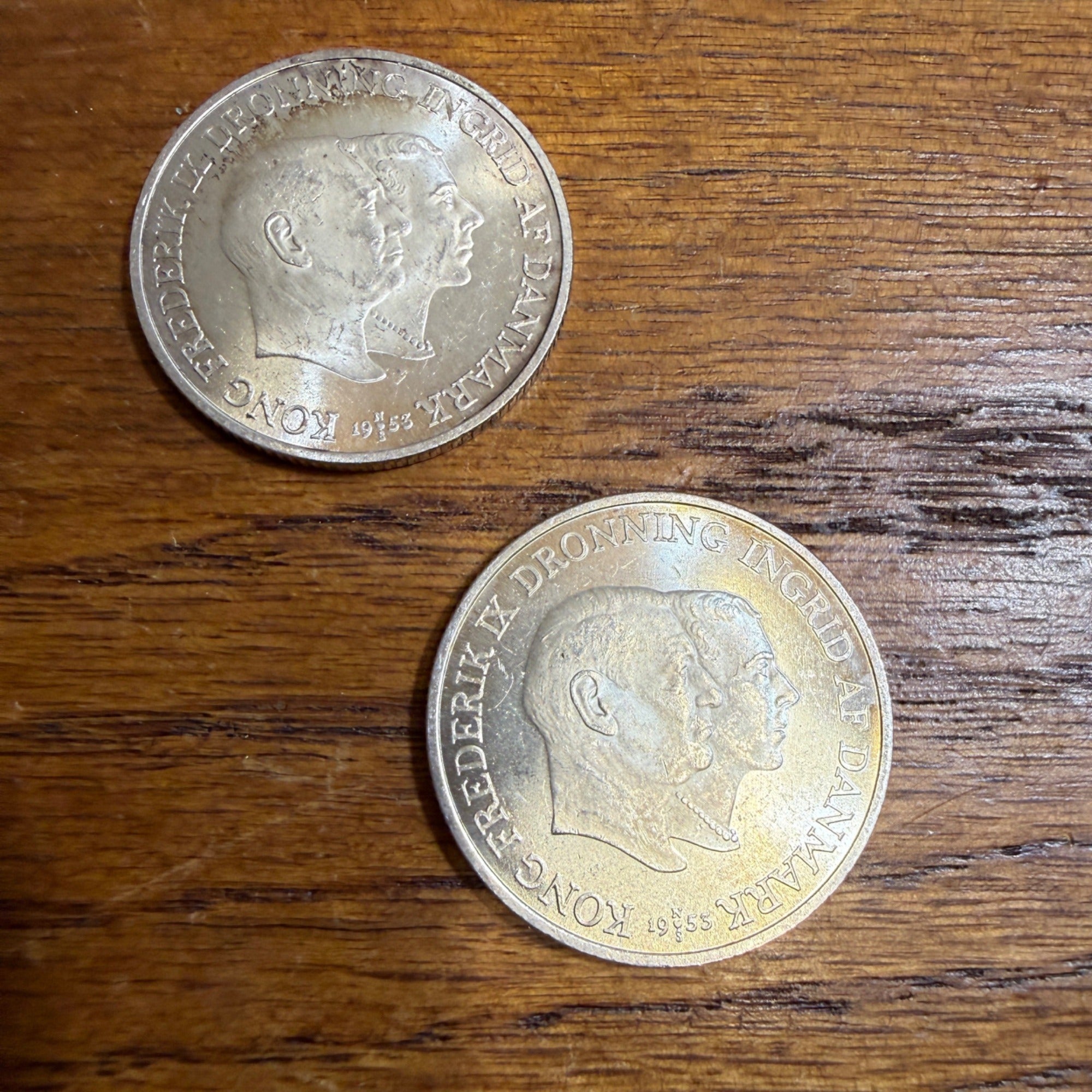 (2) 1953 Denmark 2 Kroner Silver Fine  Coins