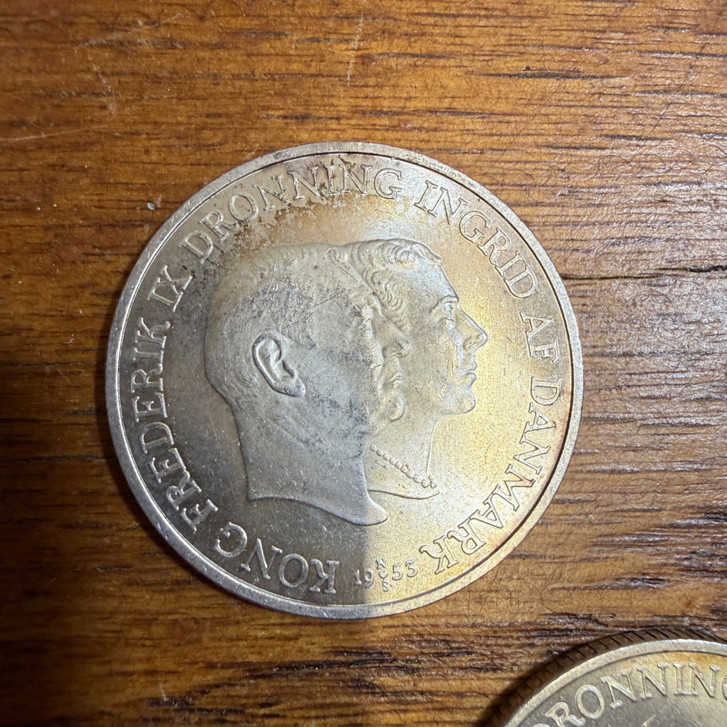 (2) 1953 Denmark 2 Kroner Silver Fine  Coins