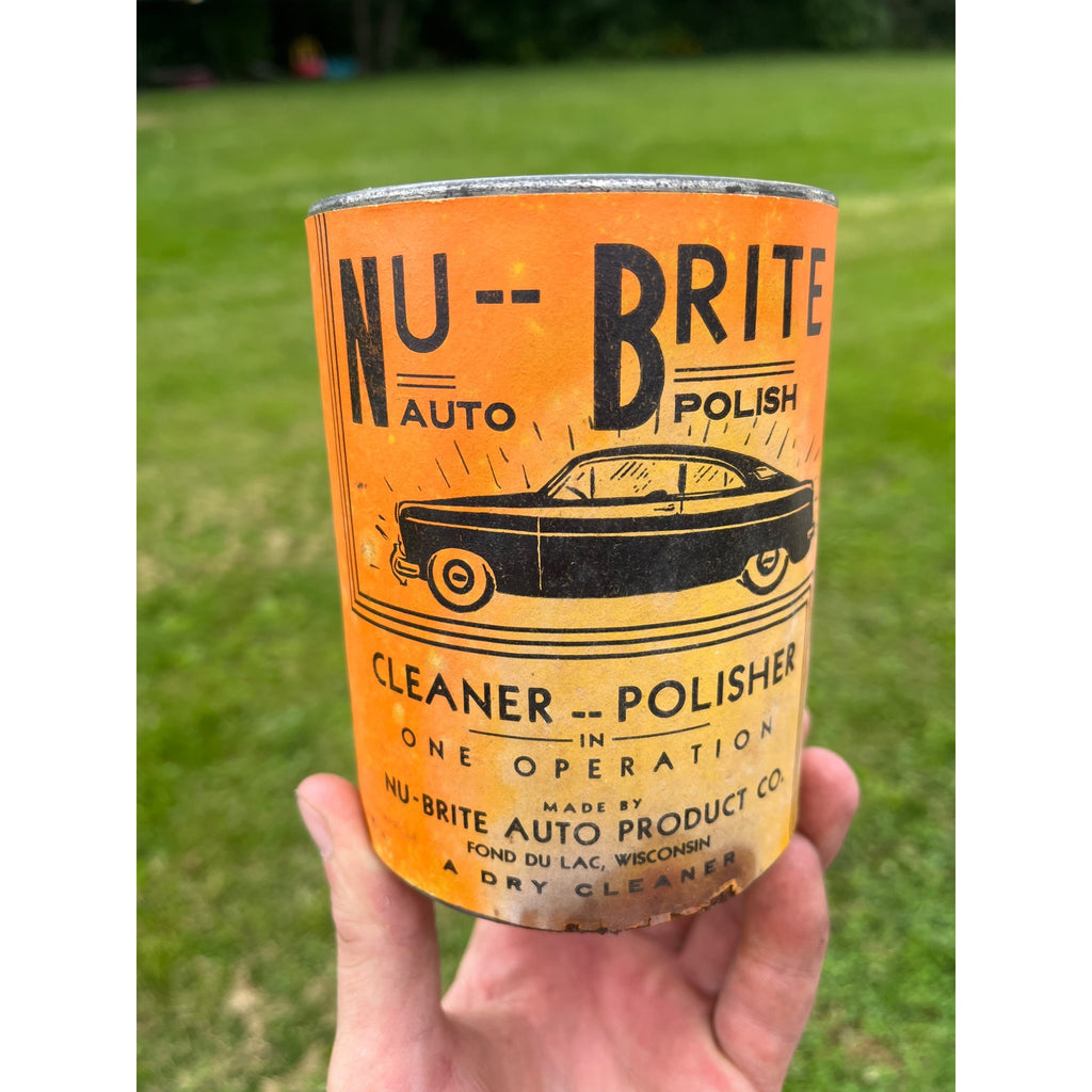 Vintage 1940s Nu-Brite Automobile Car Polish Oil Can Fond du Lac Wis