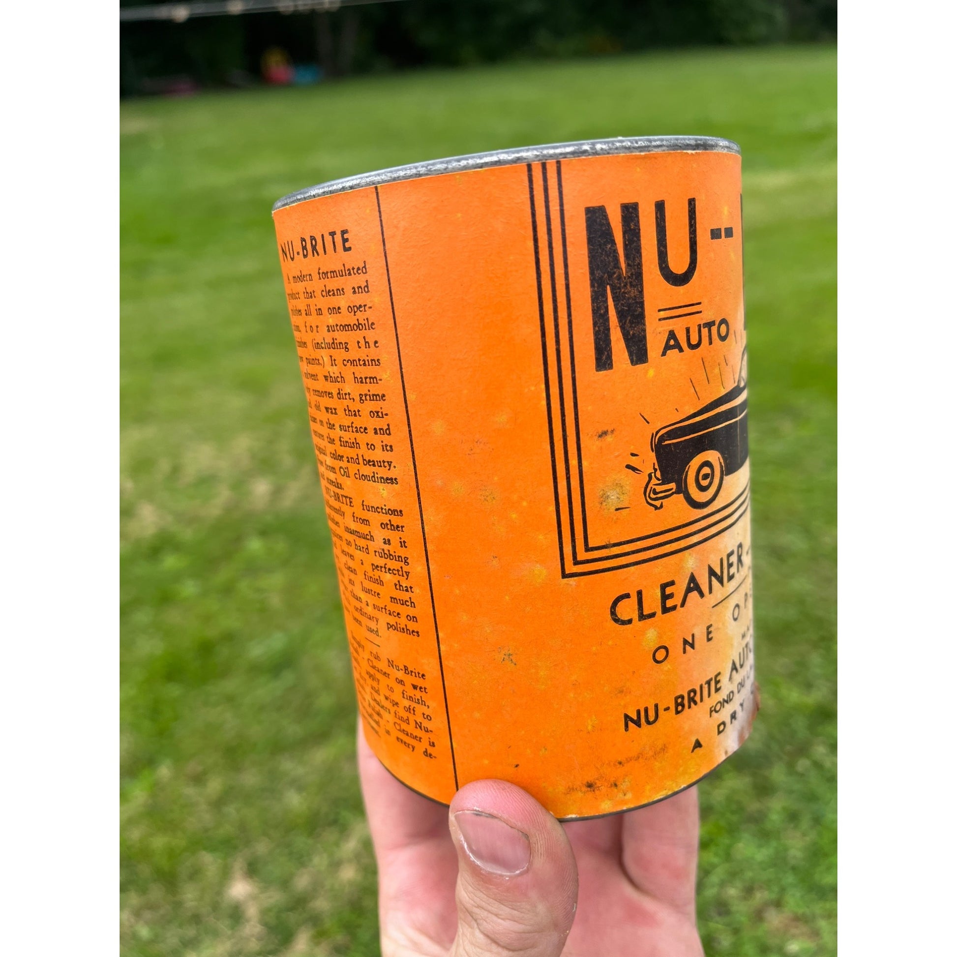 Vintage 1940s Nu-Brite Automobile Car Polish Oil Can Fond du Lac Wis