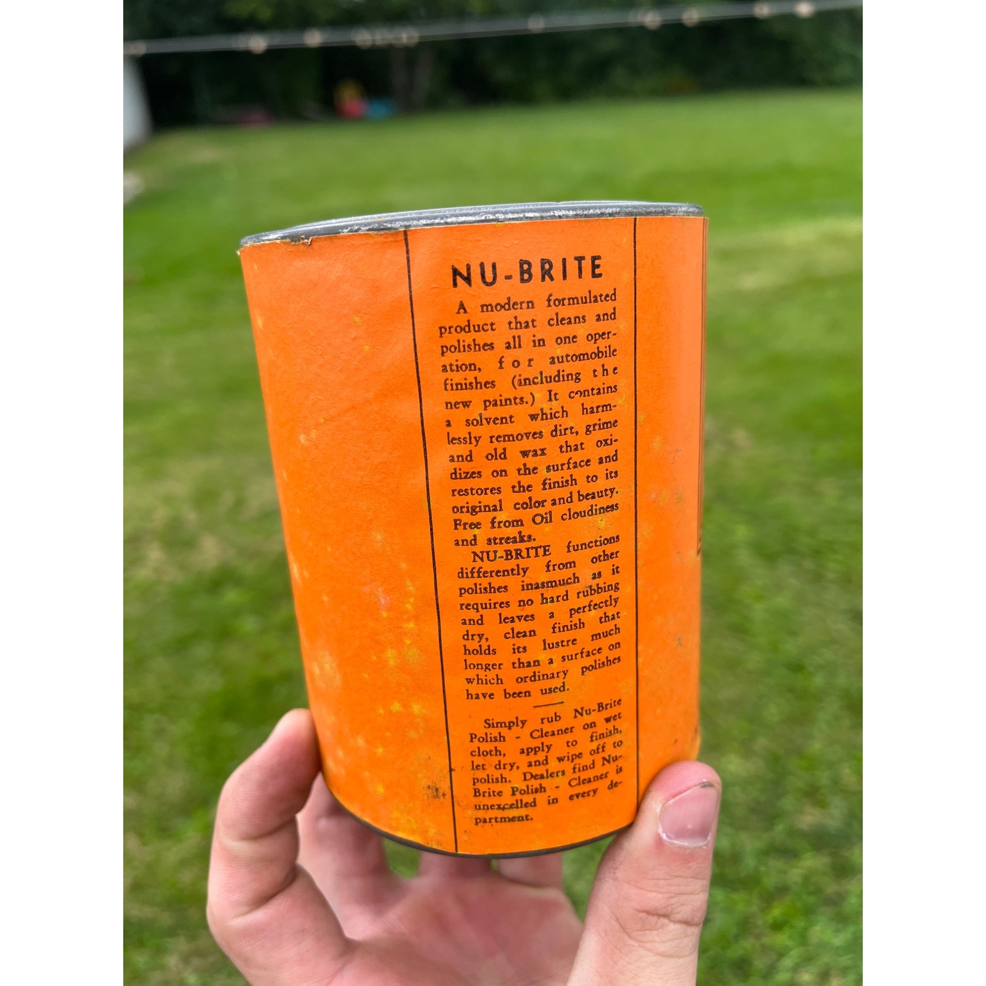Vintage 1940s Nu-Brite Automobile Car Polish Oil Can Fond du Lac Wis