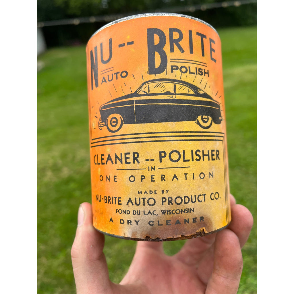 Vintage 1940s Nu-Brite Automobile Car Polish Oil Can Fond du Lac Wis