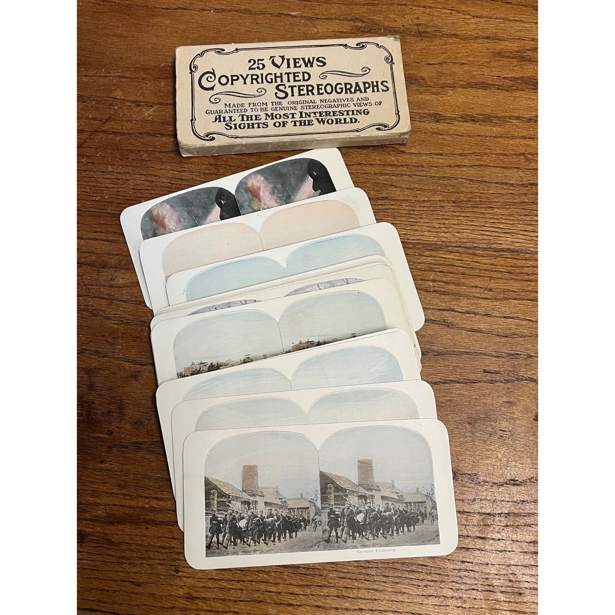 Rare Set of 25 Stereoscope Cards Battlefields of Europe WWI Stereoviews World War WW1