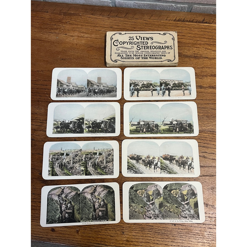 Rare Set of 25 Stereoscope Cards Battlefields of Europe WWI Stereoviews World War WW1