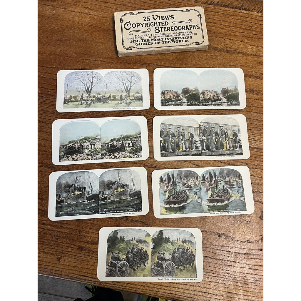 Rare Set of 25 Stereoscope Cards Battlefields of Europe WWI Stereoviews World War WW1
