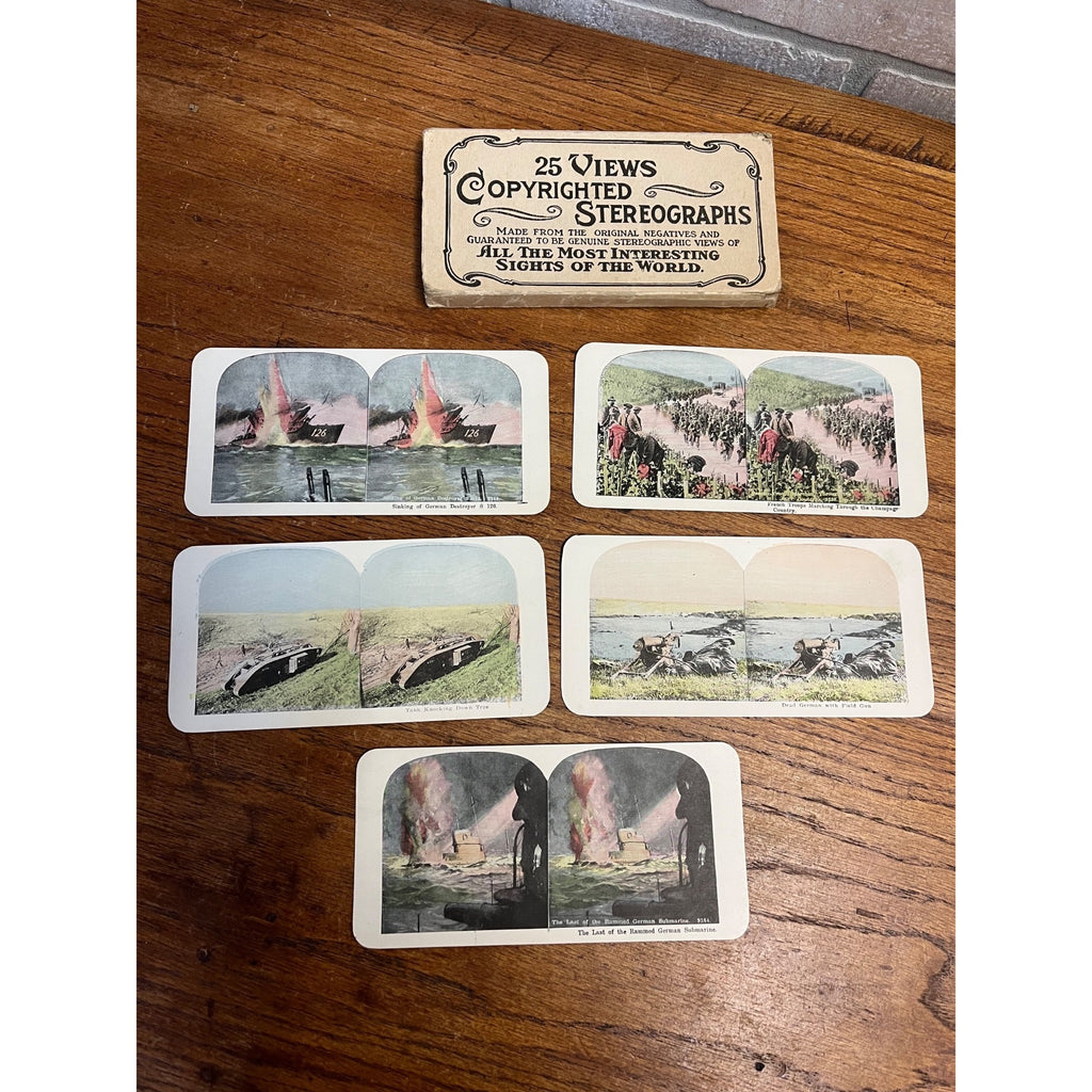 Rare Set of 25 Stereoscope Cards Battlefields of Europe WWI Stereoviews World War WW1