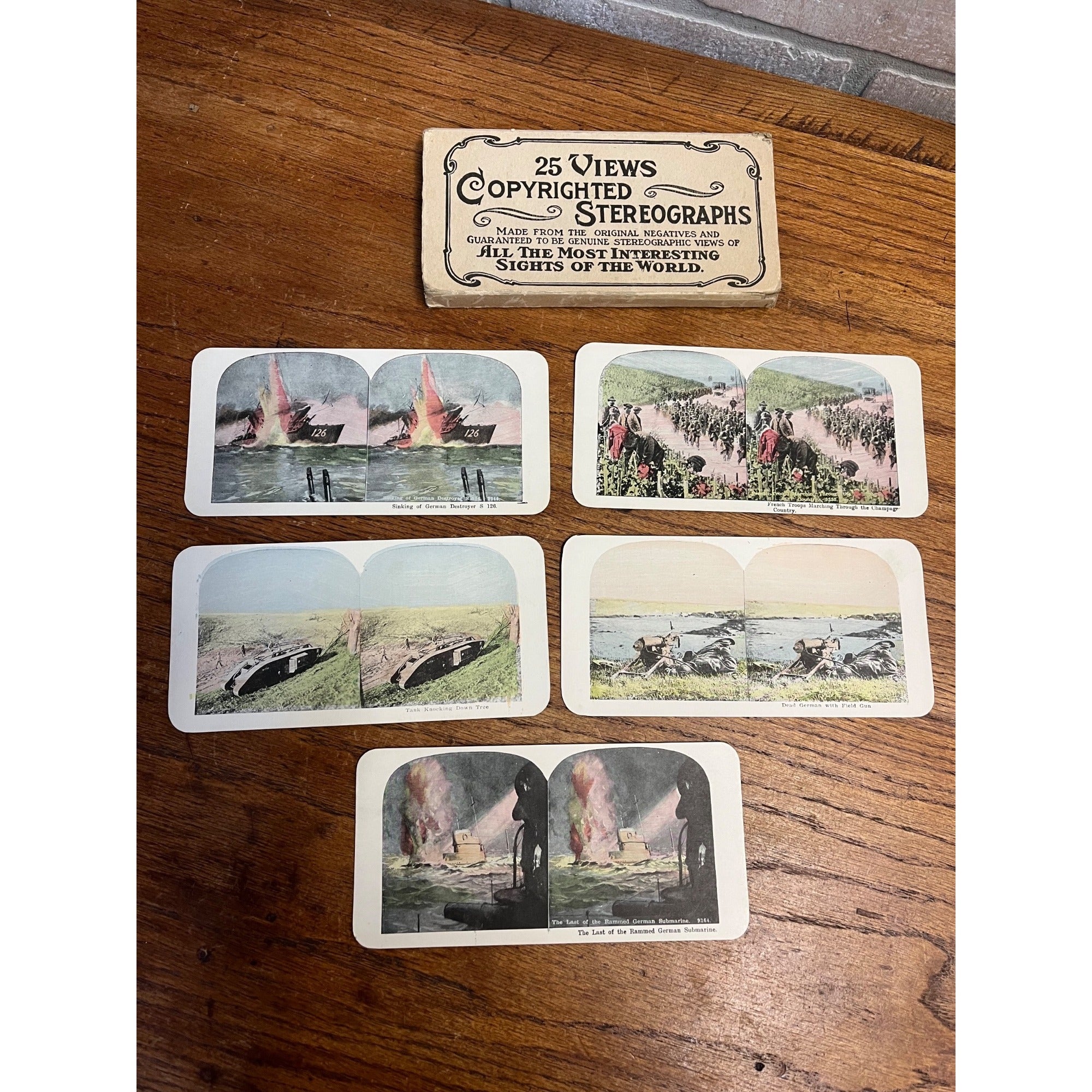 Rare Set of 25 Stereoscope Cards Battlefields of Europe WWI Stereoviews World War WW1