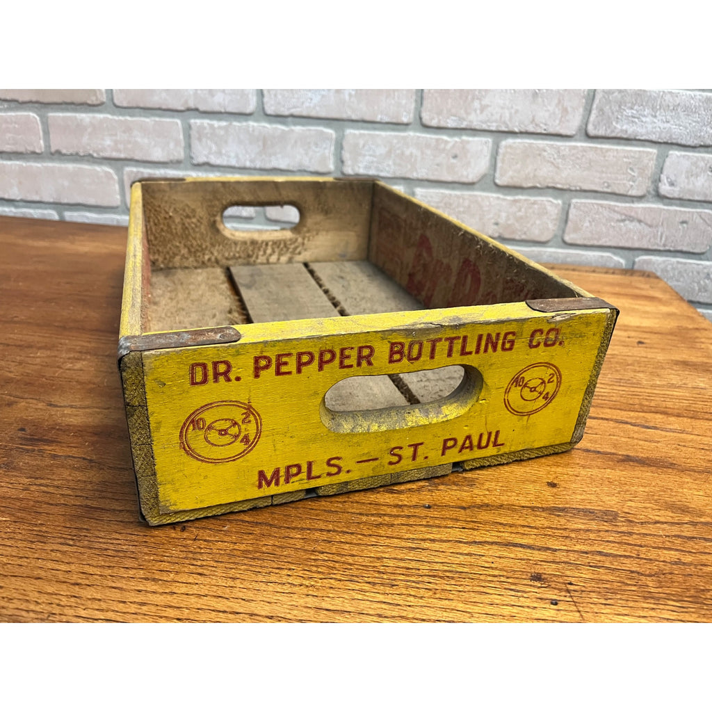 Vintage Wooden Soda Crate Dr. Pepper Wood Box Yellow Red St Paul MN