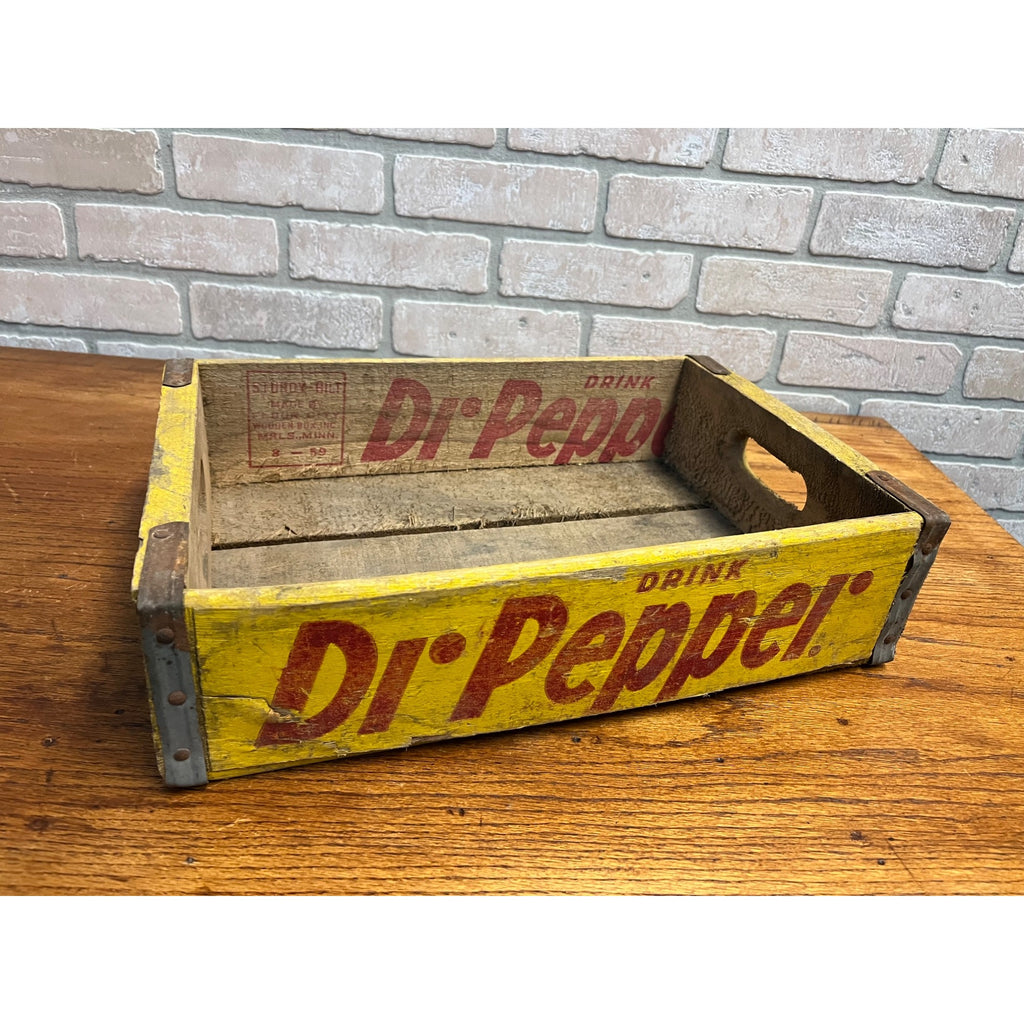 Vintage Wooden Soda Crate Dr. Pepper Wood Box Yellow Red St Paul MN
