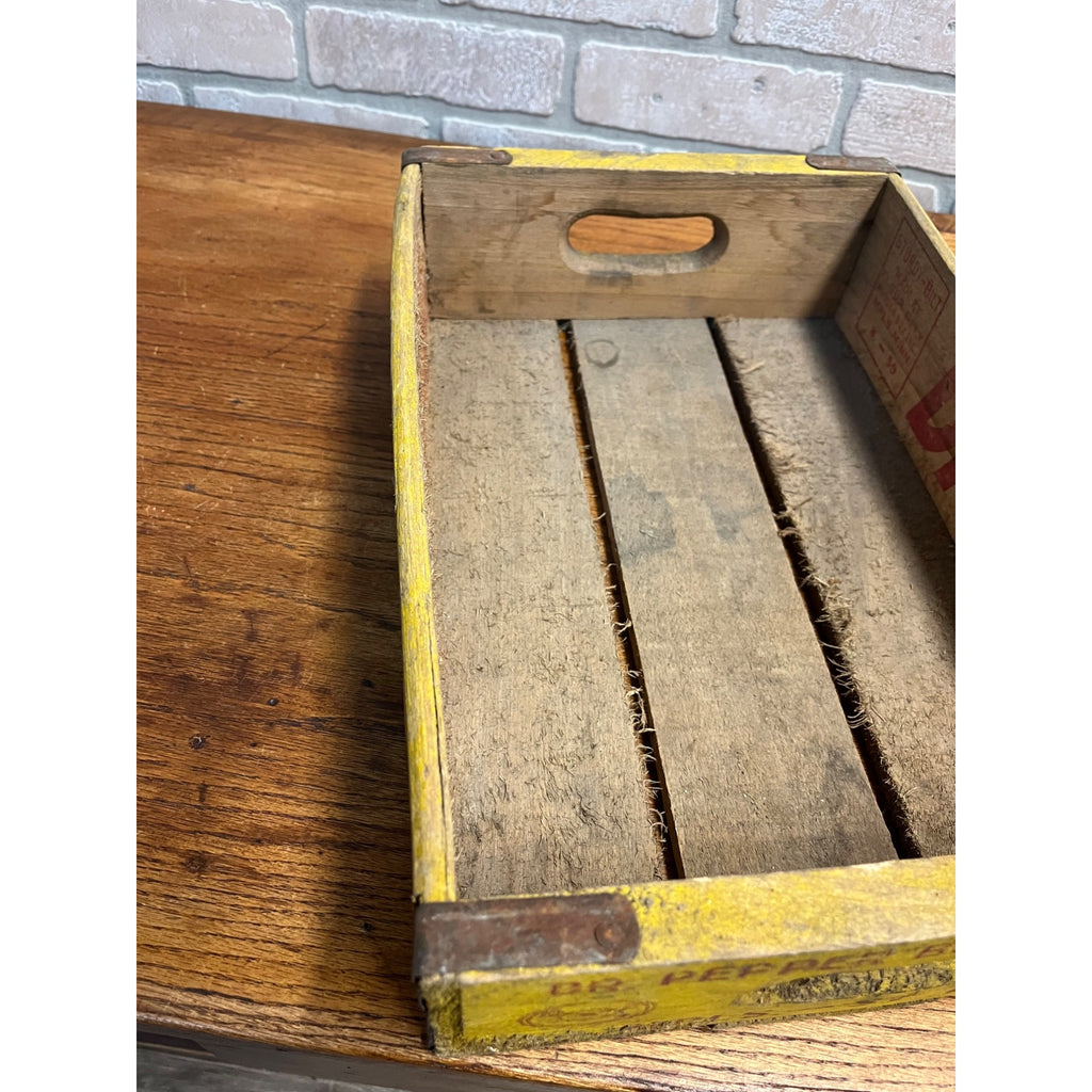 Vintage Wooden Soda Crate Dr. Pepper Wood Box Yellow Red St Paul MN