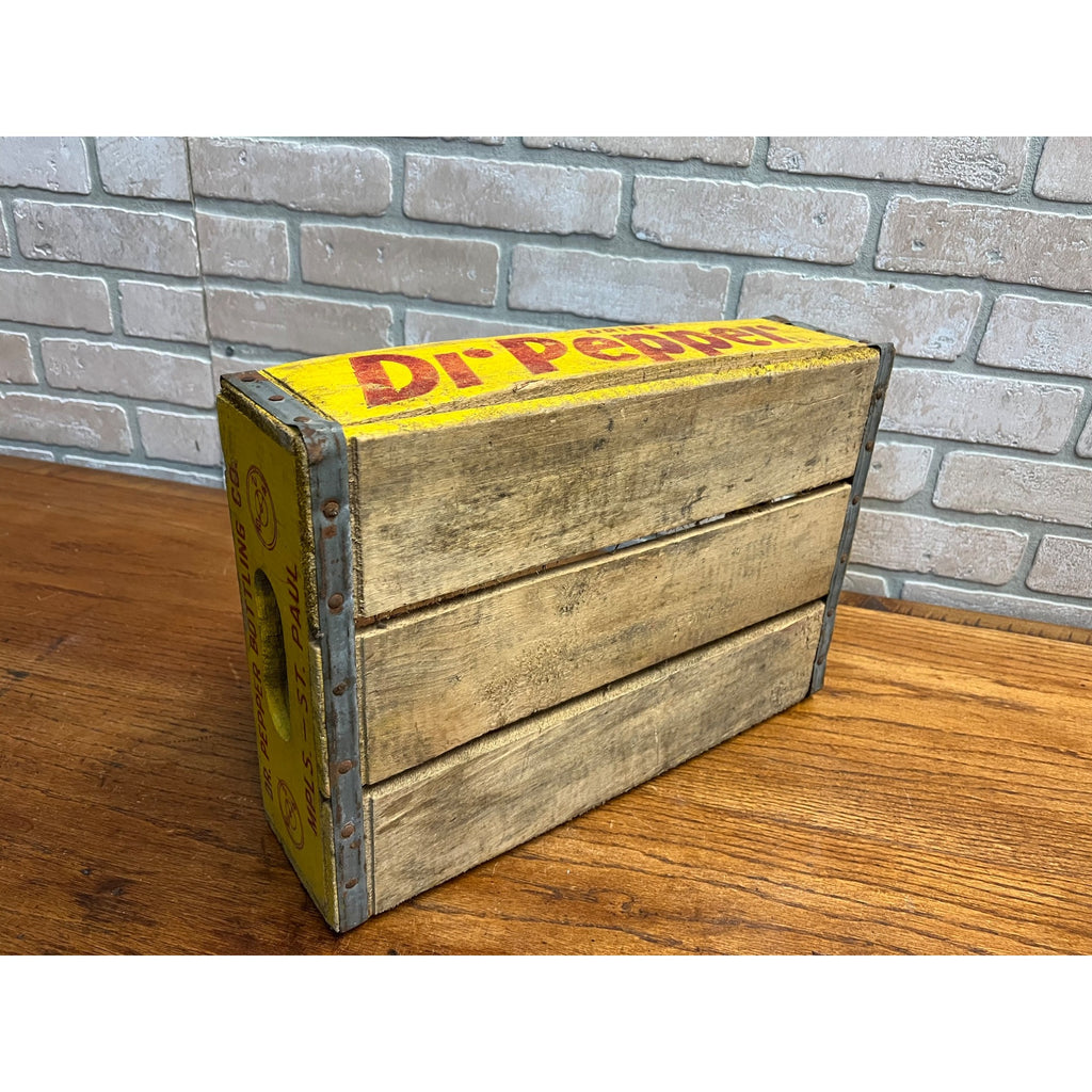 Vintage Wooden Soda Crate Dr. Pepper Wood Box Yellow Red St Paul MN