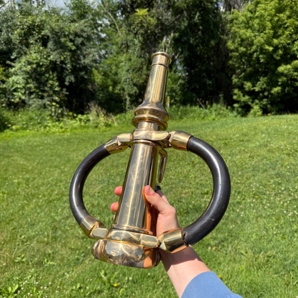 Vintage AKRON FIRE NOZZLE Solid Brass Double Handle Firefighting Large