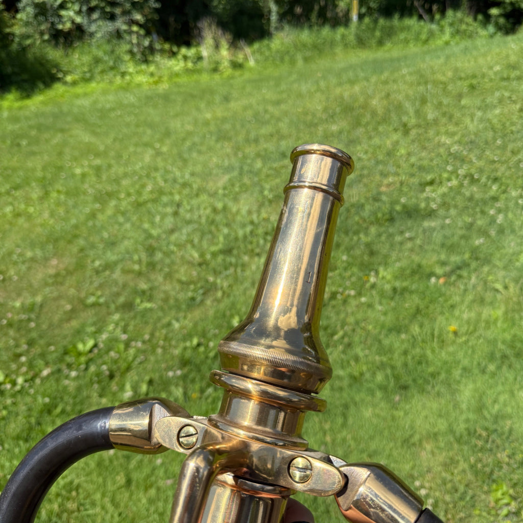 Vintage AKRON FIRE NOZZLE Solid Brass Double Handle Firefighting Large