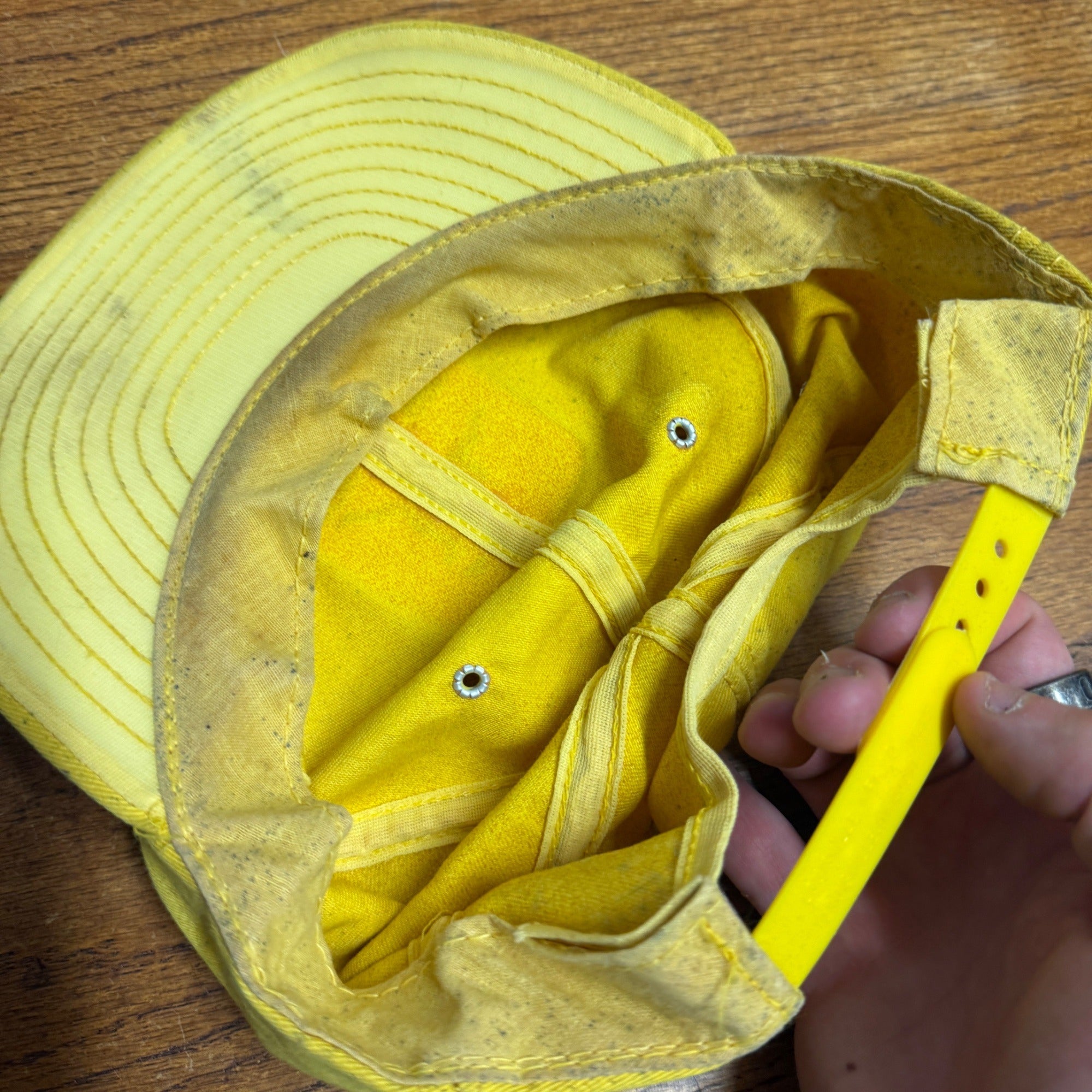 (2) Vintage John Deere Advertising Hats Caps Snapback Worn Used Preowned