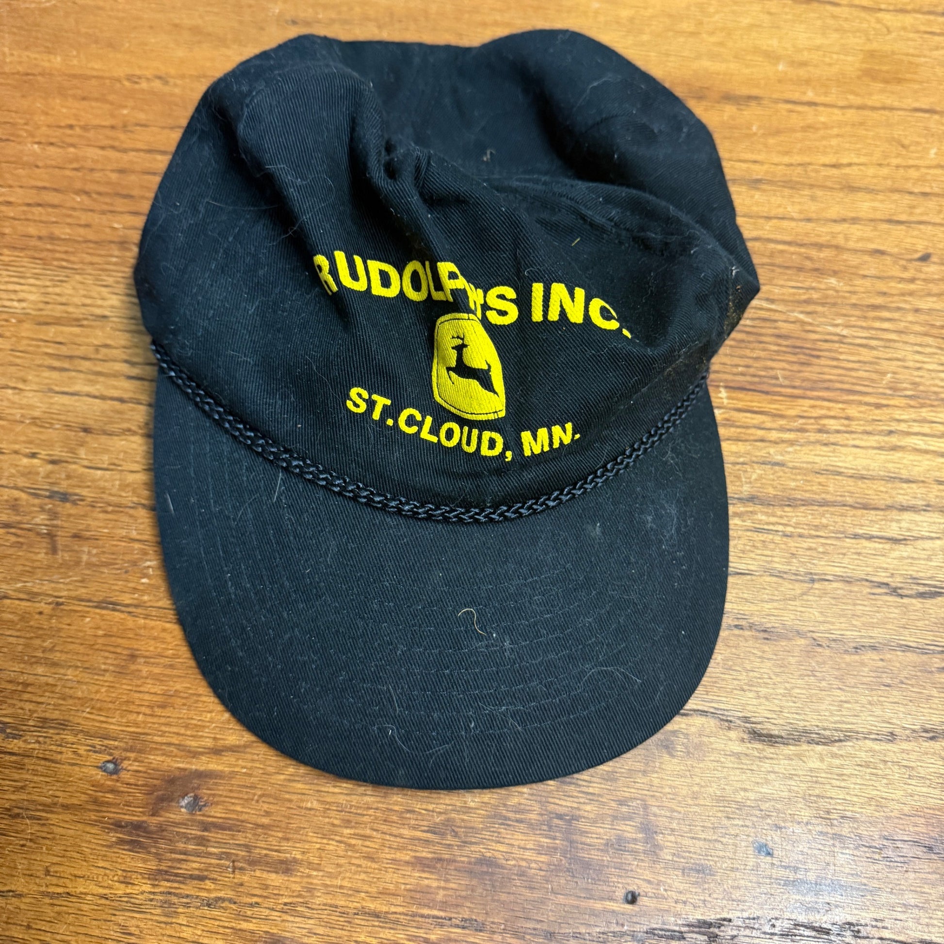 (2) Vintage John Deere Advertising Hats Caps Snapback Worn Used Preowned