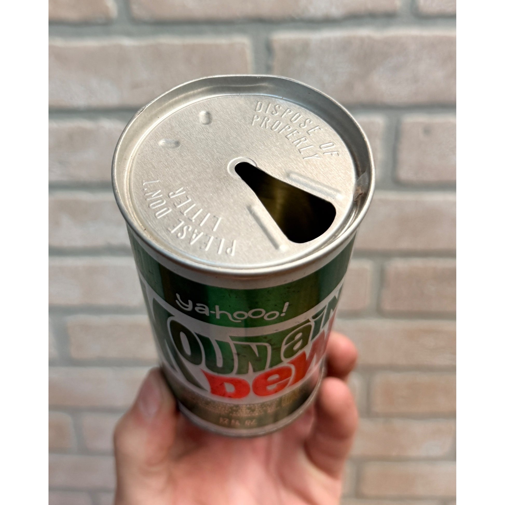 Vintage Yahoo Mountain Dew Soda Pull Tab Can Watertown WIs