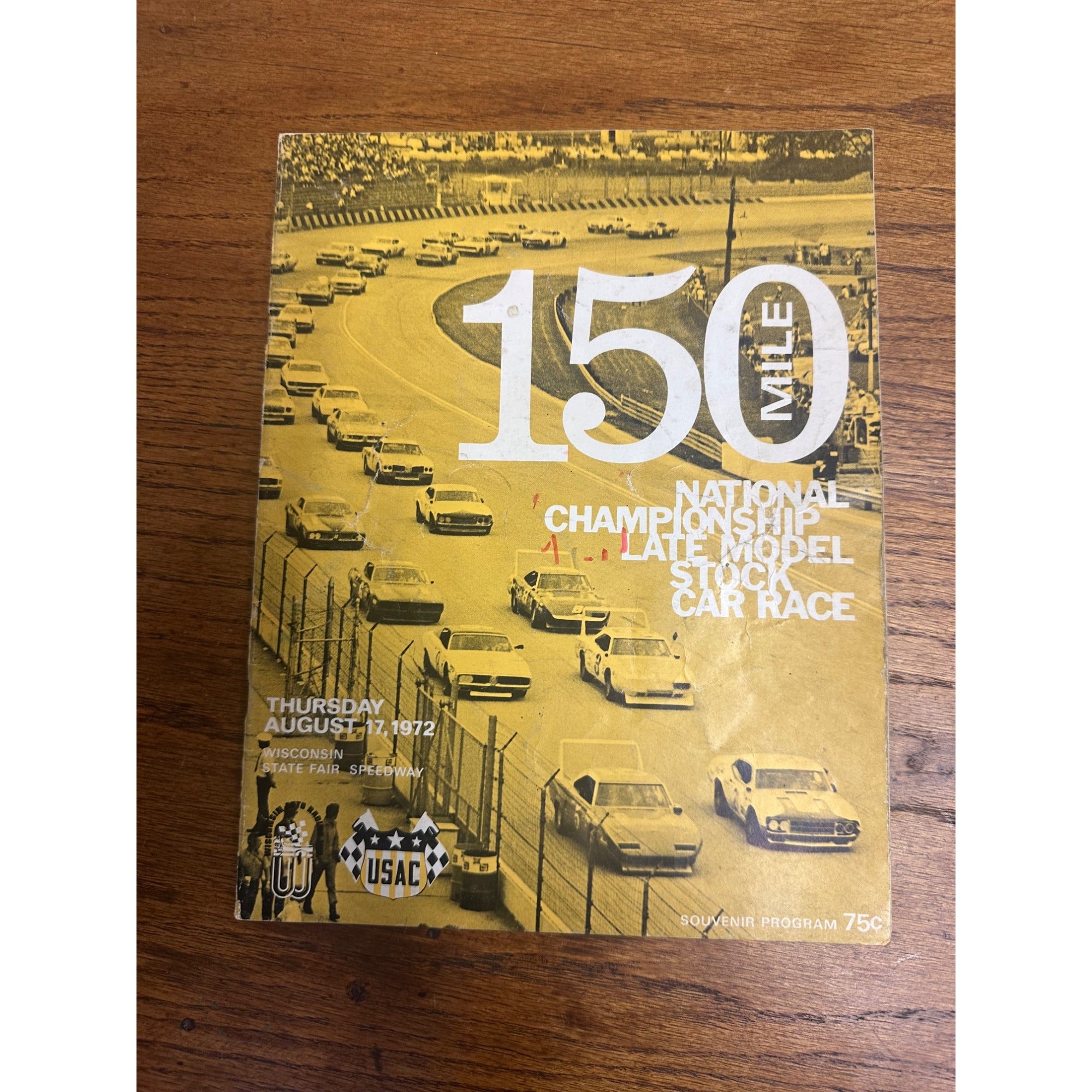 1972 Stock Car 150 Mile Race National Championship Souvenir Program Wisconsin