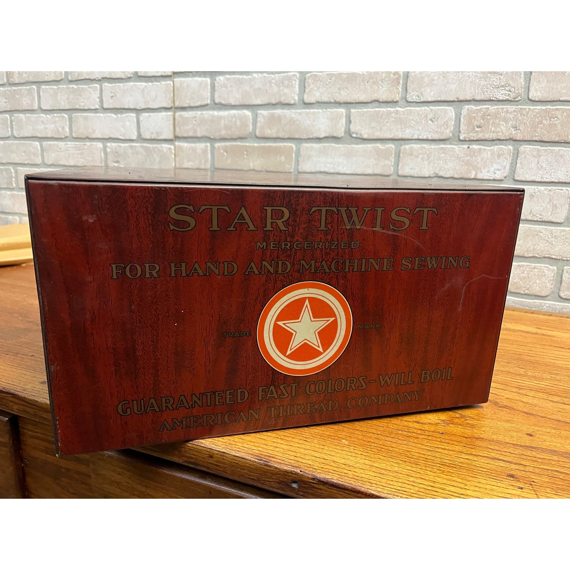 Antique Vintage Star Twist Sewing Thread Advertising Store Display Cabinet