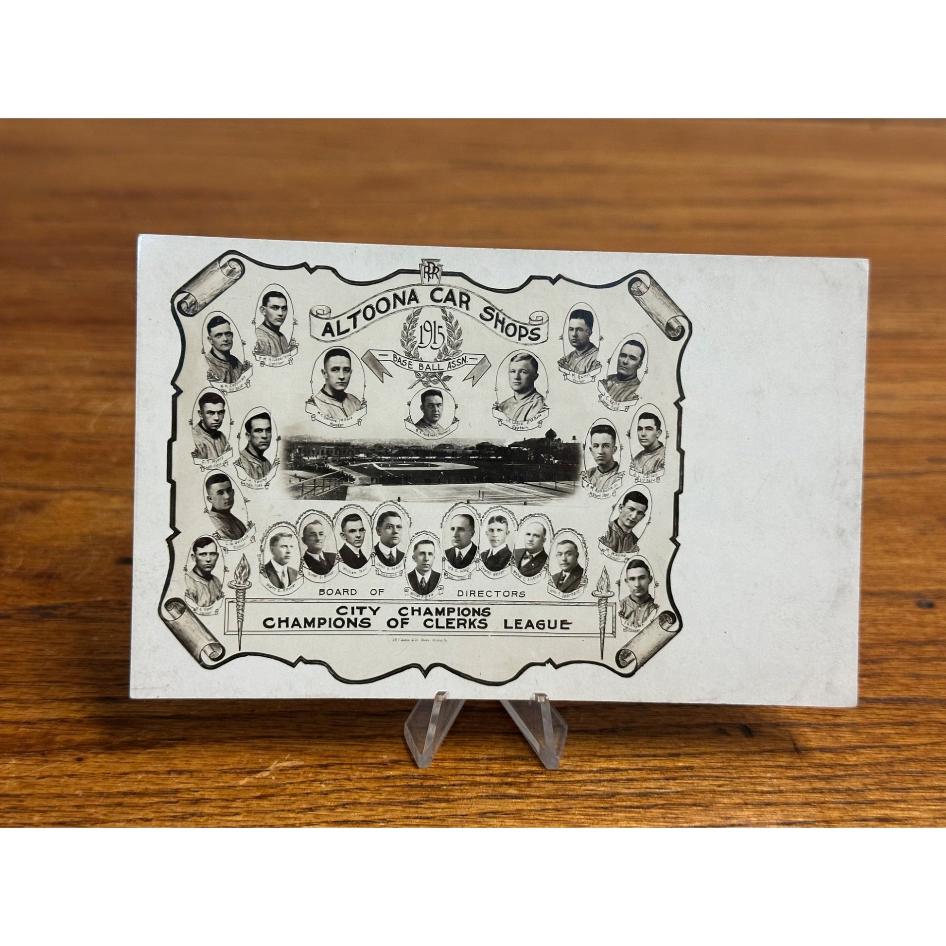 Original 1915 Altoona Car Shops City Champions Baseball Team RPPC Postcard