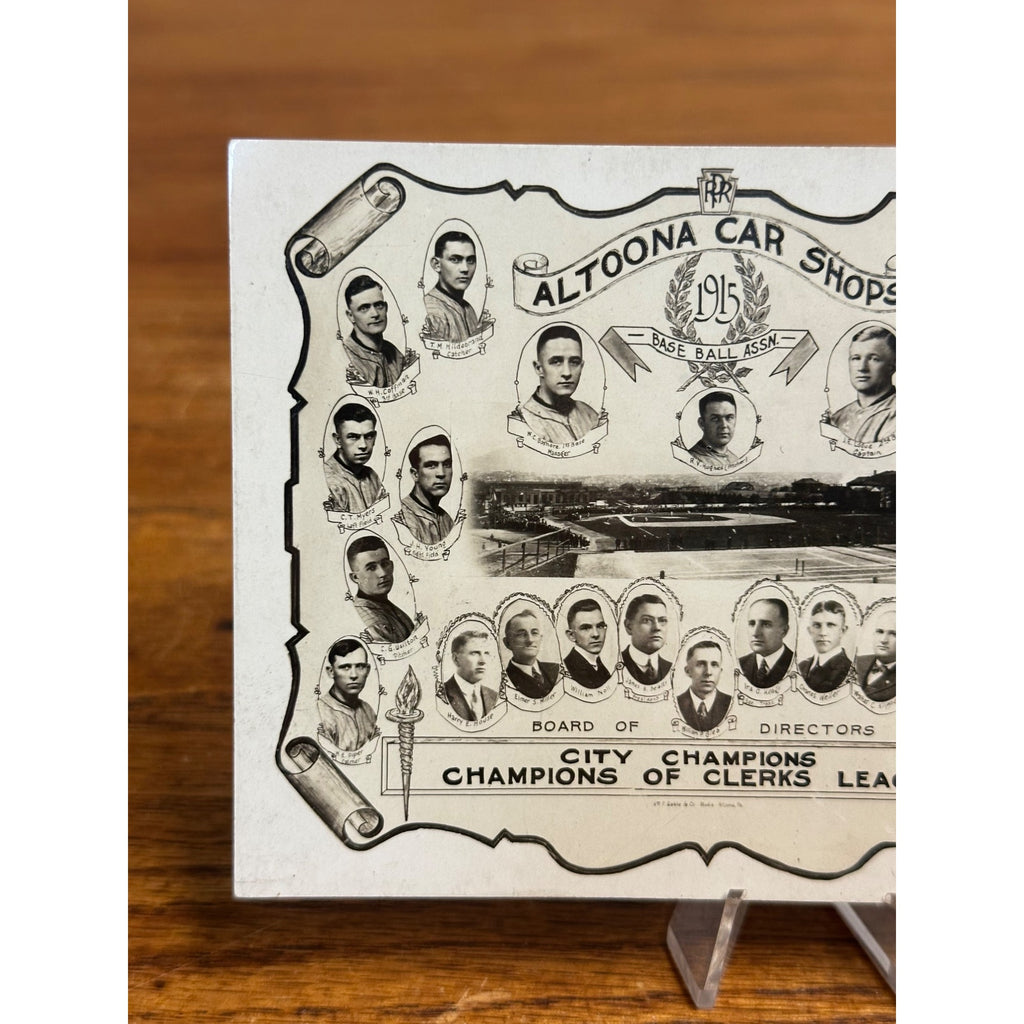 Original 1915 Altoona Car Shops City Champions Baseball Team RPPC Postcard