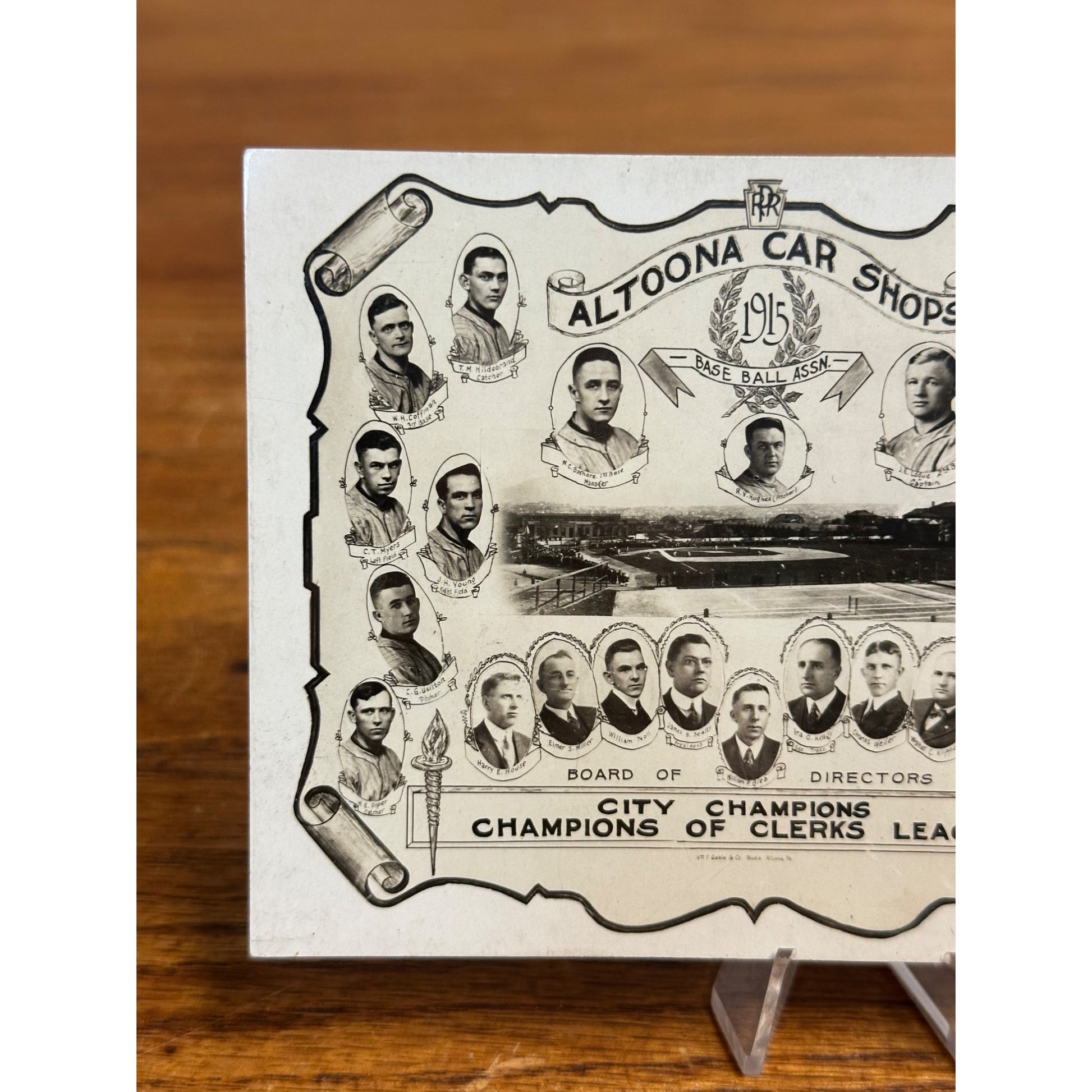 Original 1915 Altoona Car Shops City Champions Baseball Team RPPC Postcard
