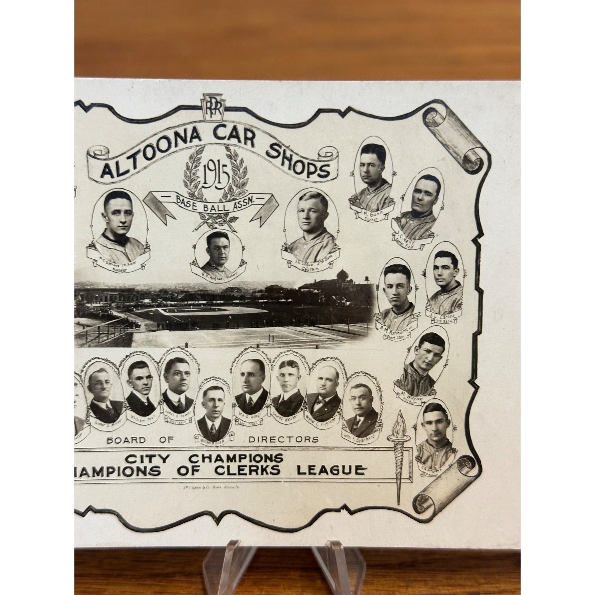 Original 1915 Altoona Car Shops City Champions Baseball Team RPPC Postcard