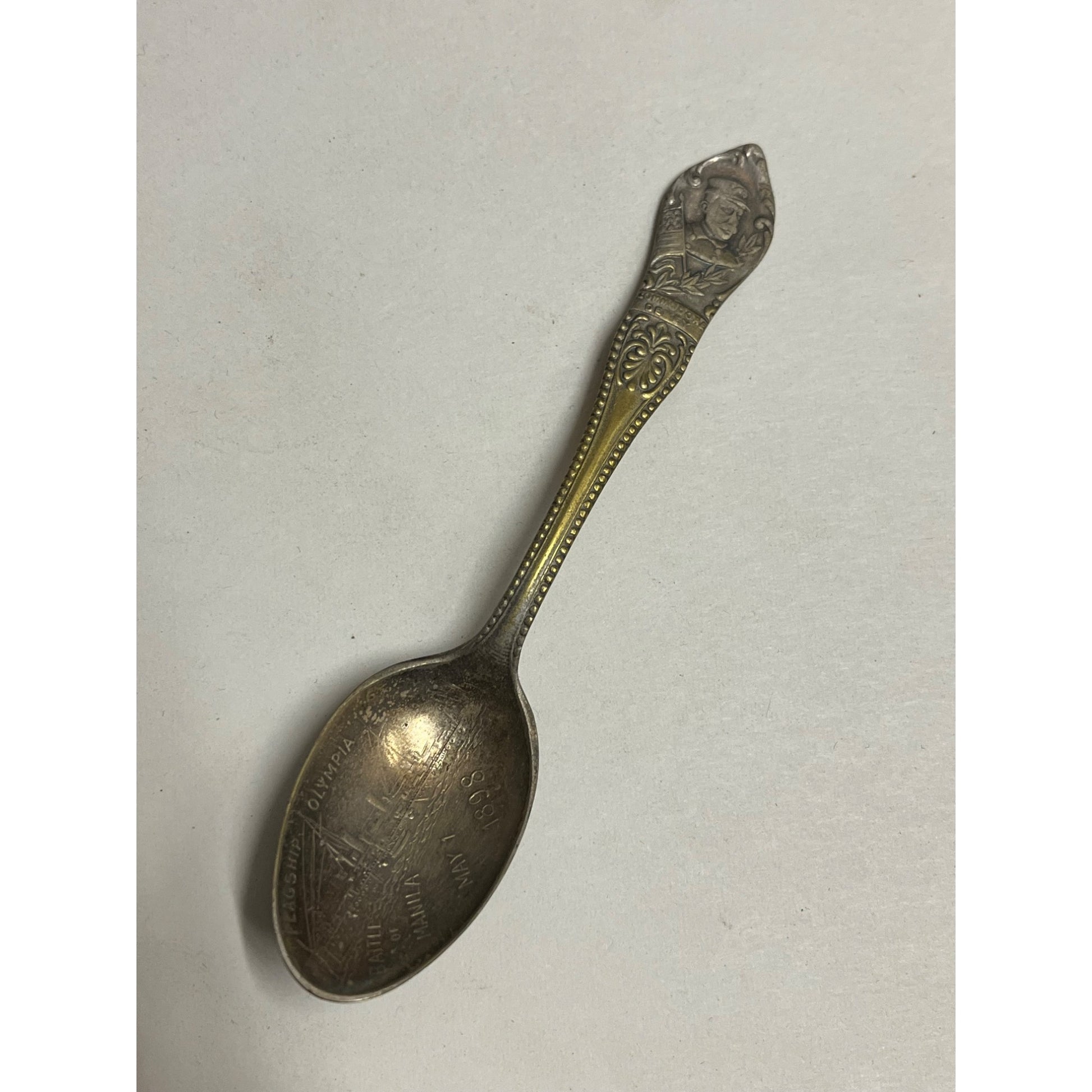 Vintage Admiral Dewey 1898 Flagship Olympia Battle of Manila Silver Plated Spoon