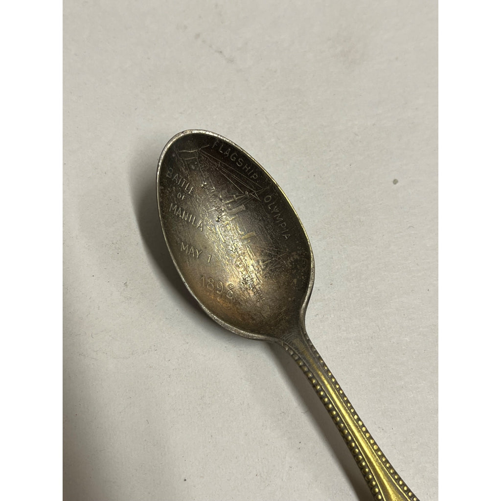Vintage Admiral Dewey 1898 Flagship Olympia Battle of Manila Silver Plated Spoon