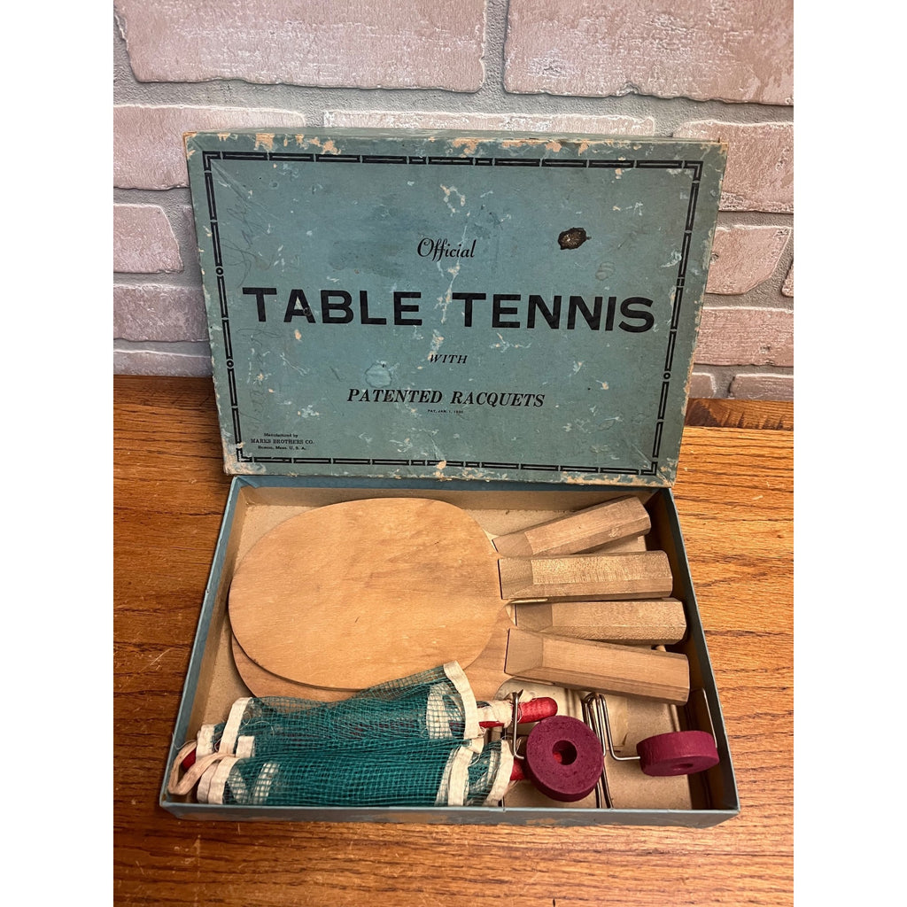 Vintage 1930s Marks Brothers Table Tennis Set Complete w/ Box Net Paddles ++