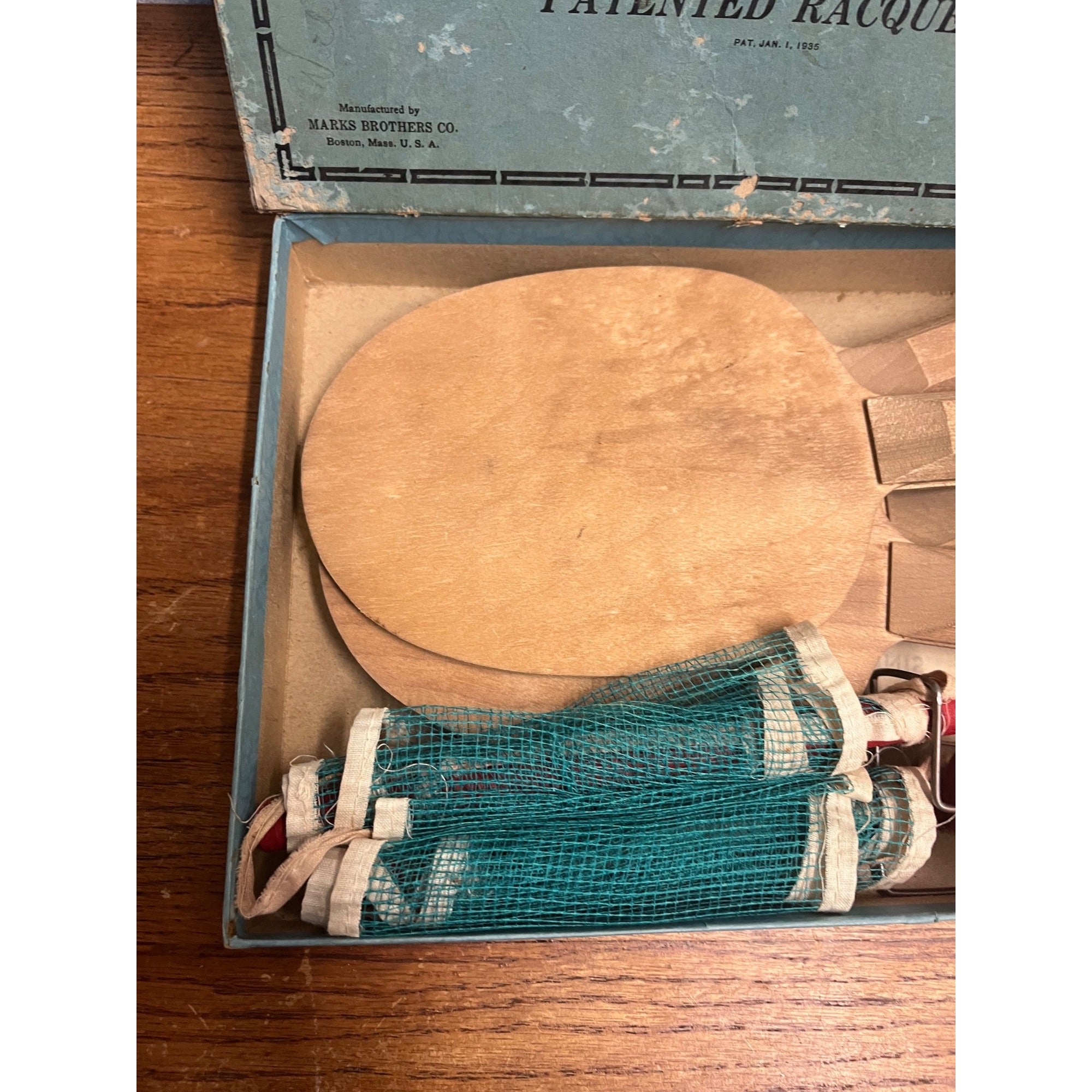 Vintage 1930s Marks Brothers Table Tennis Set Complete w/ Box Net Paddles ++