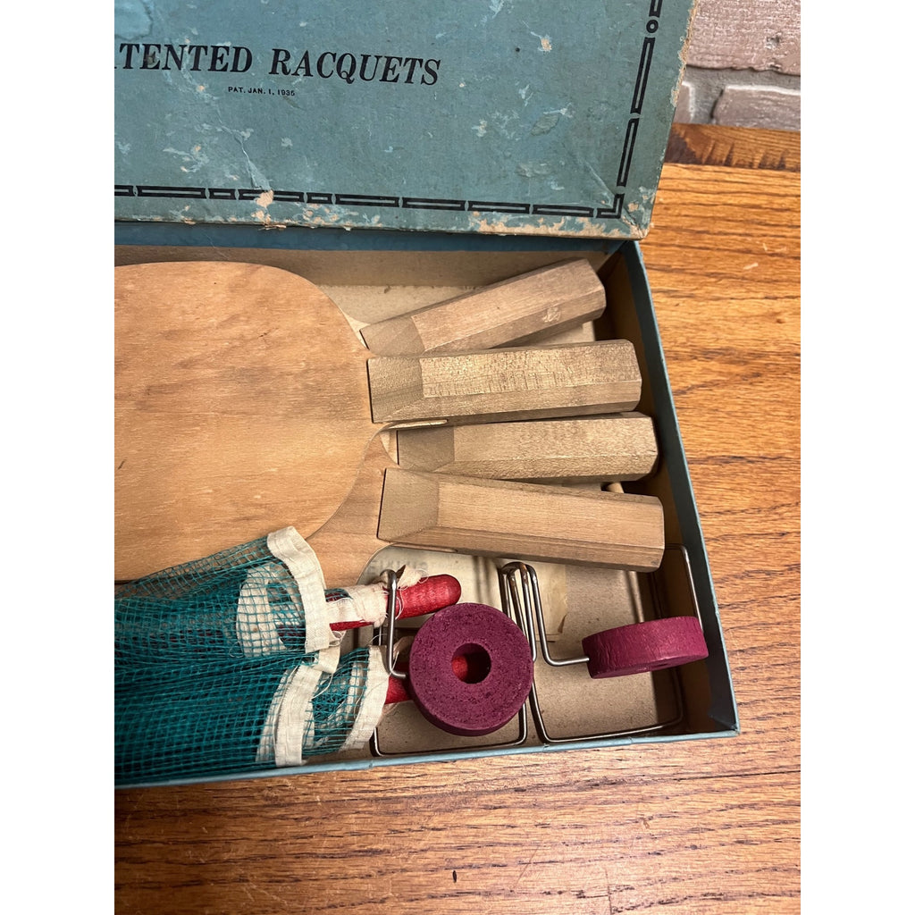 Vintage 1930s Marks Brothers Table Tennis Set Complete w/ Box Net Paddles ++