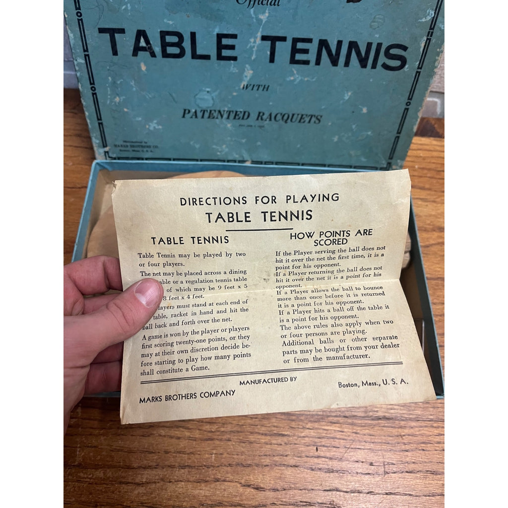 Vintage 1930s Marks Brothers Table Tennis Set Complete w/ Box Net Paddles ++