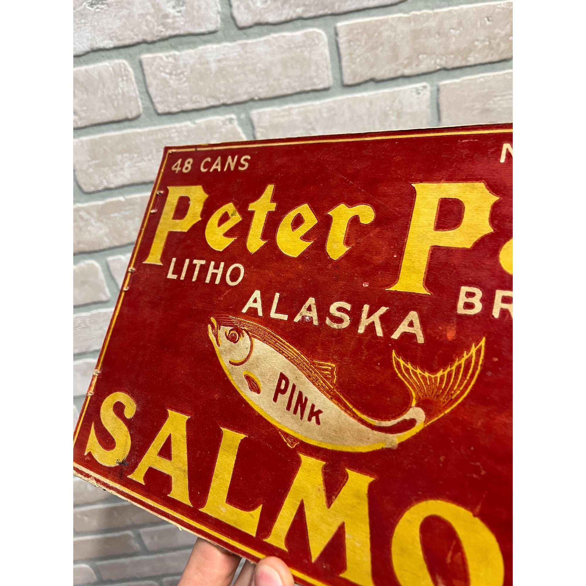 RARE Vintage Peter Pan Alaska Salmon Cans Advertising Box Sign