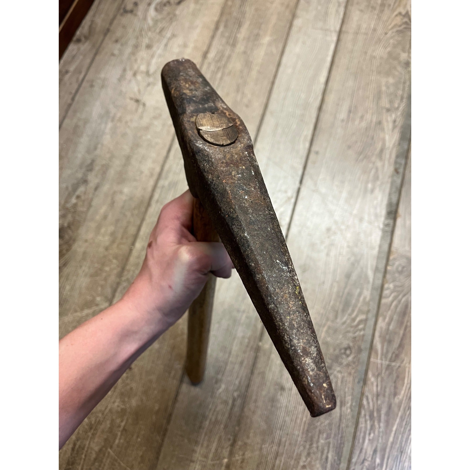 Vintage Illinois Central Railroad ICRR Spike Hammer Pick Tool Marked w/ Handle
