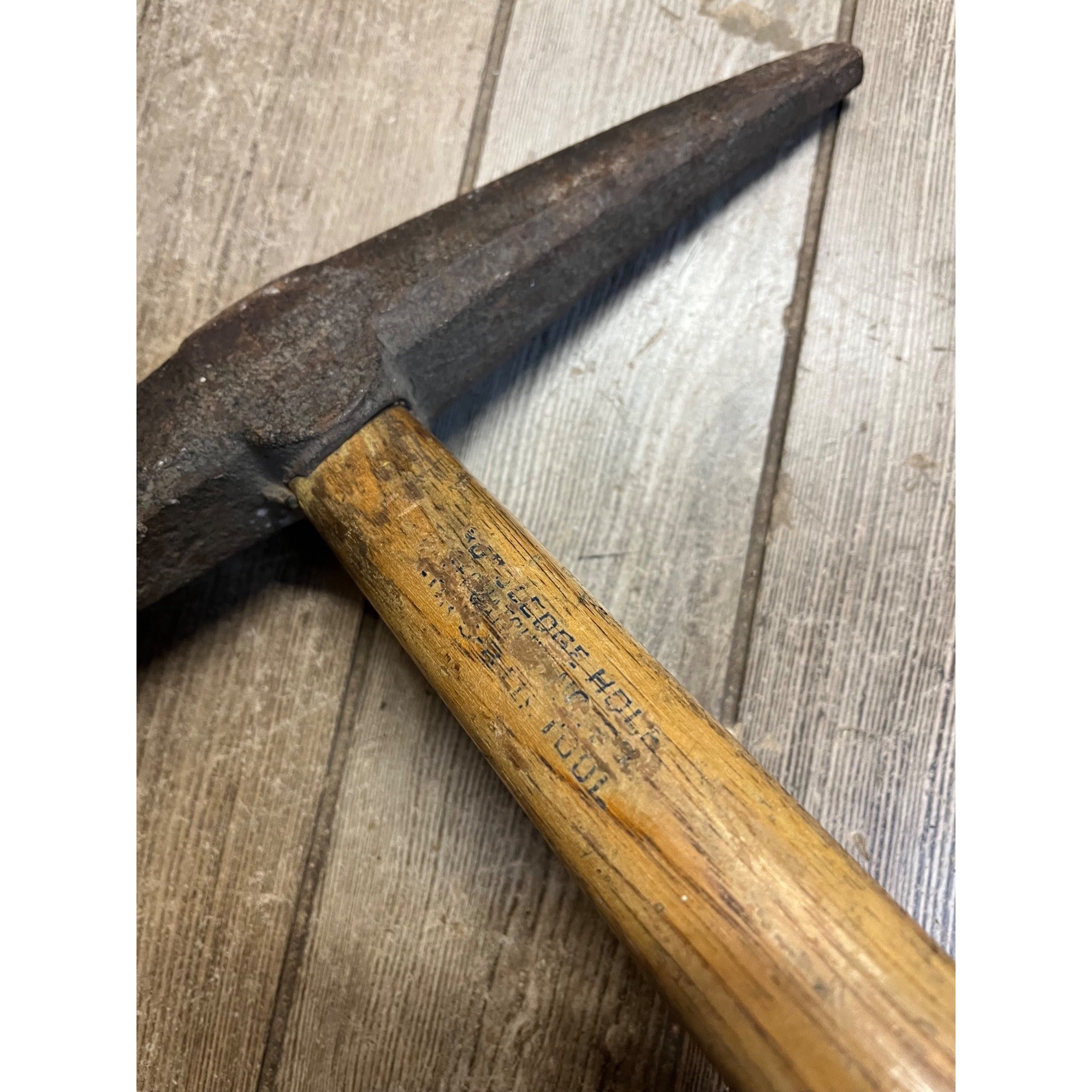 Vintage Illinois Central Railroad ICRR Spike Hammer Pick Tool Marked w/ Handle