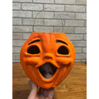 Vintage 1960s Halloween Paper Mache Jack o' Lantern JOL Large 8" Pulpco
