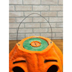 Vintage 1960s Halloween Paper Mache Jack o' Lantern JOL Large 8" Pulpco