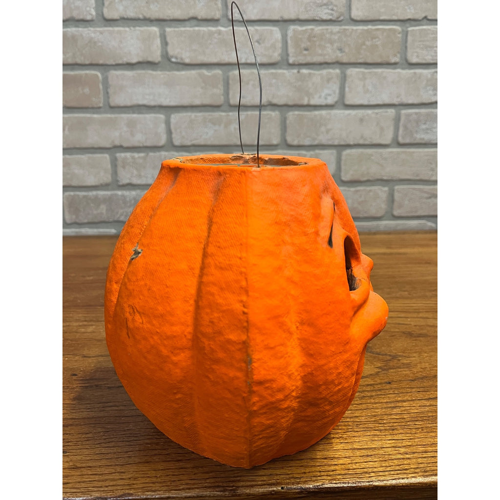 Vintage 1960s Halloween Paper Mache Jack o' Lantern JOL Large 8" Pulpco