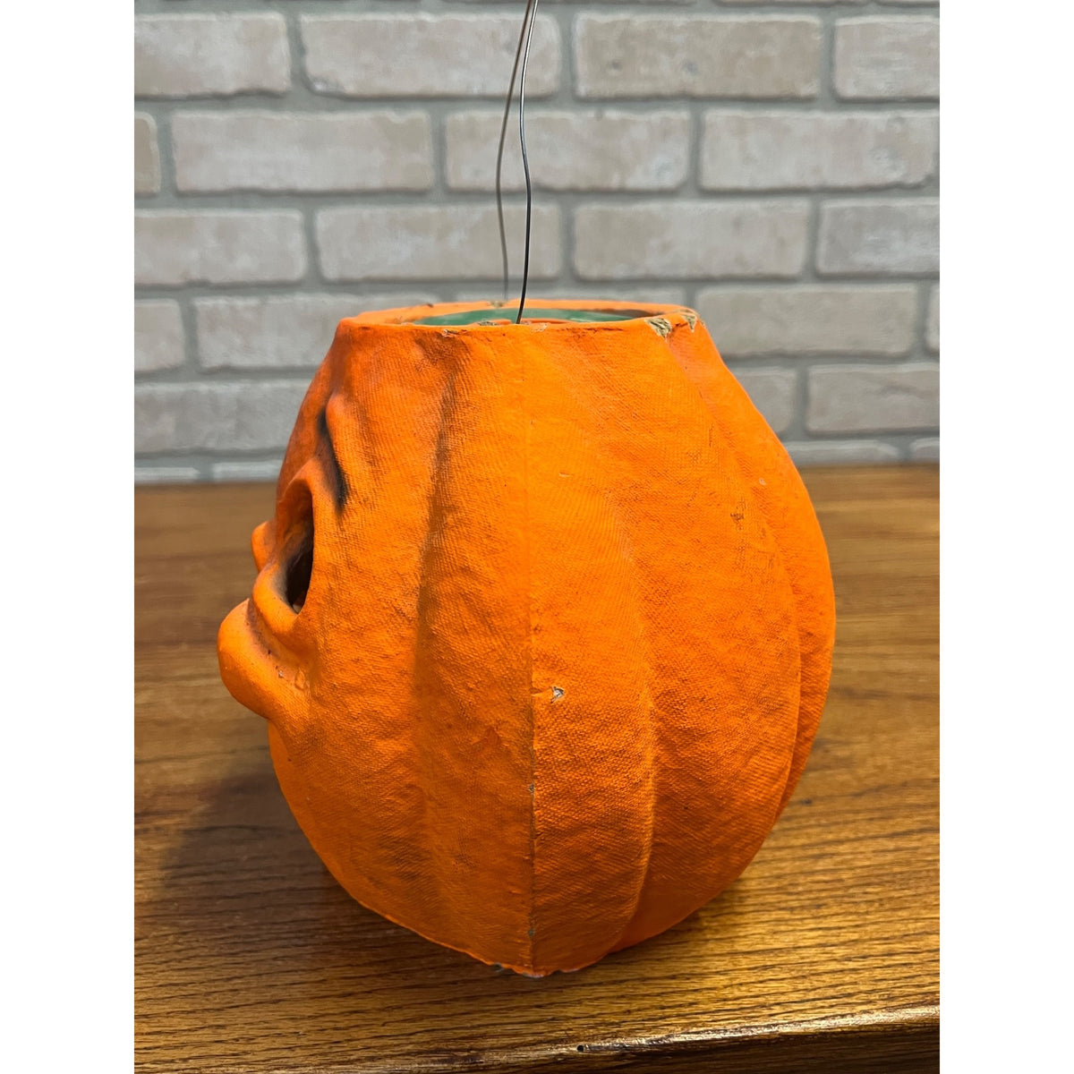 Vintage 1960s Halloween Paper Mache Jack o' Lantern JOL Large 8" Pulpco