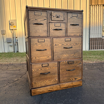 Antique 1900s Quarter Sawn Oak Three Stack Library Wooden File Cabinet Weis?