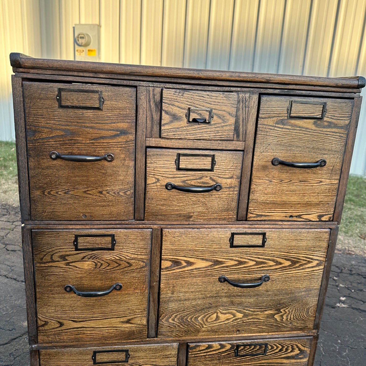 Antique 1900s Quarter Sawn Oak Three Stack Library Wooden File Cabinet Weis?