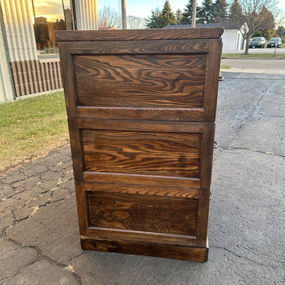 Antique 1900s Quarter Sawn Oak Three Stack Library Wooden File Cabinet Weis?