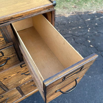 Antique 1900s Quarter Sawn Oak Three Stack Library Wooden File Cabinet Weis?