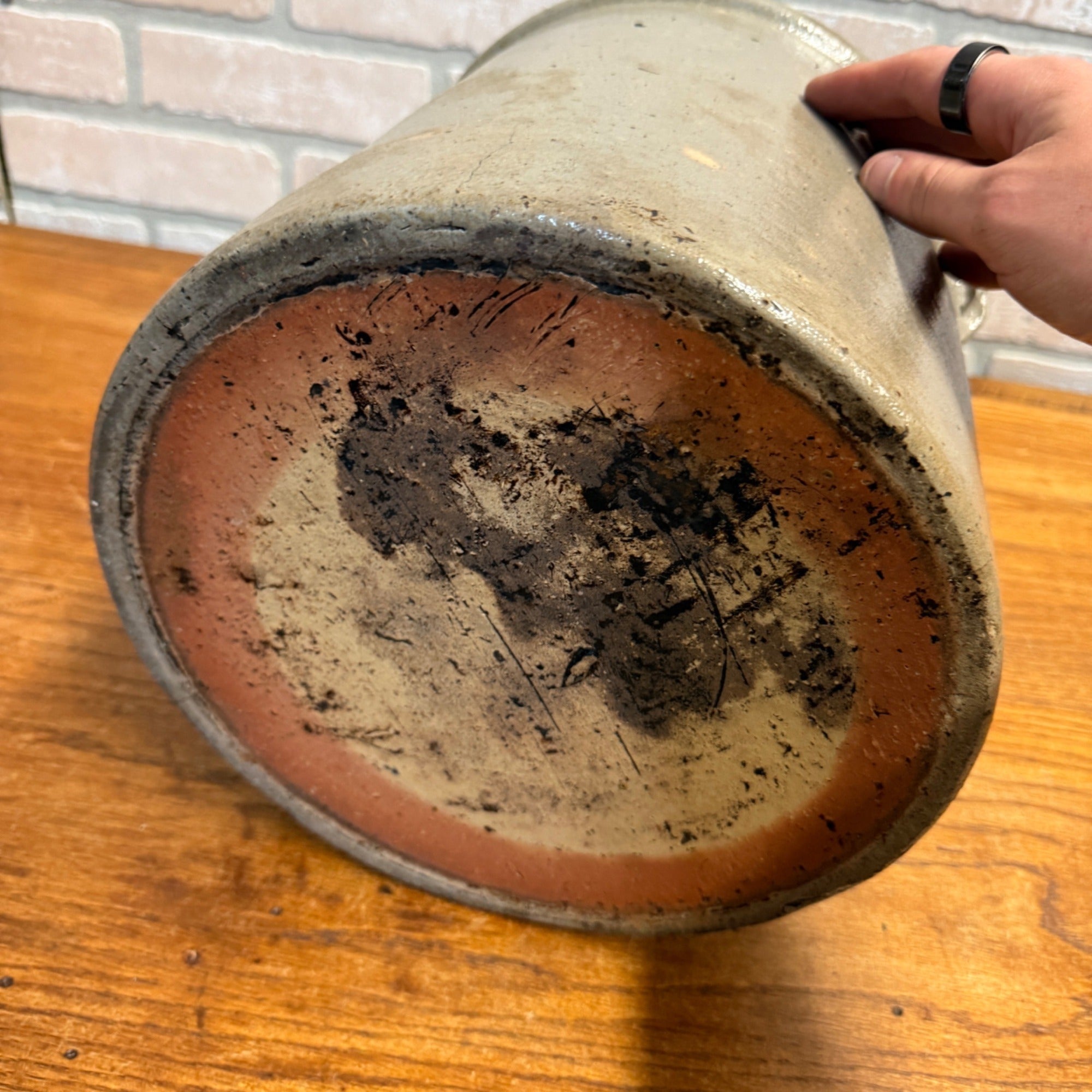 Antique 3 Gallon Stoneware Gunther Sheboygan Crock Hairlines