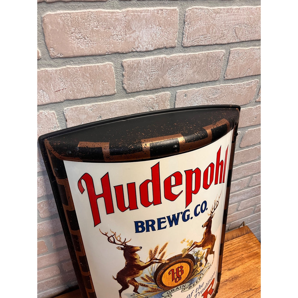 Vintage Hudepohl Brewing Co Grain Beer Sign Curved Plastic Cincinnati OH