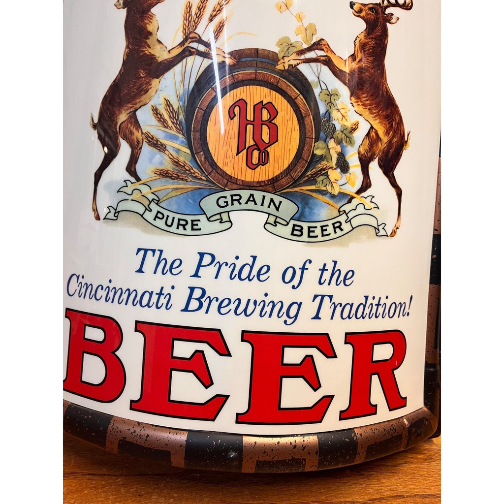 Vintage Hudepohl Brewing Co Grain Beer Sign Curved Plastic Cincinnati OH