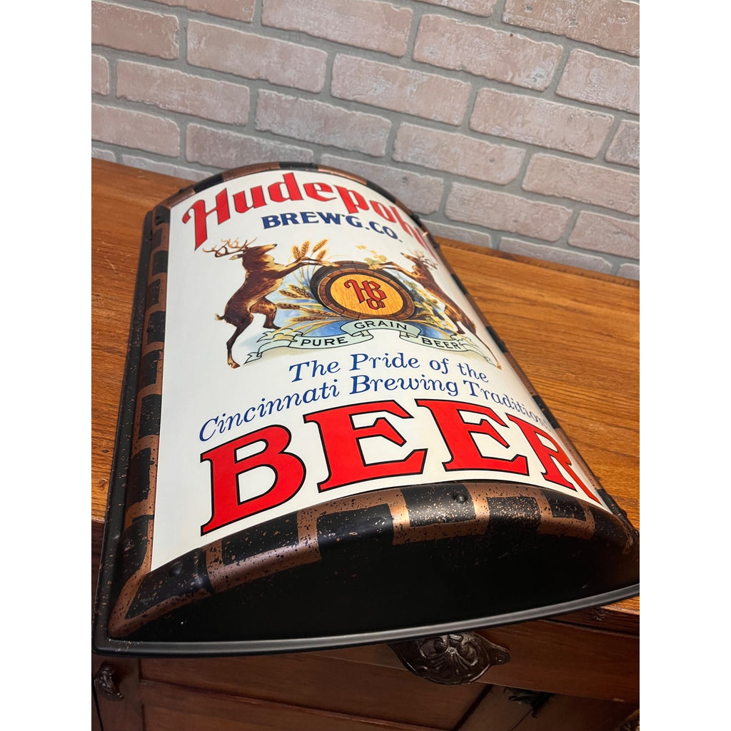 Vintage Hudepohl Brewing Co Grain Beer Sign Curved Plastic Cincinnati OH