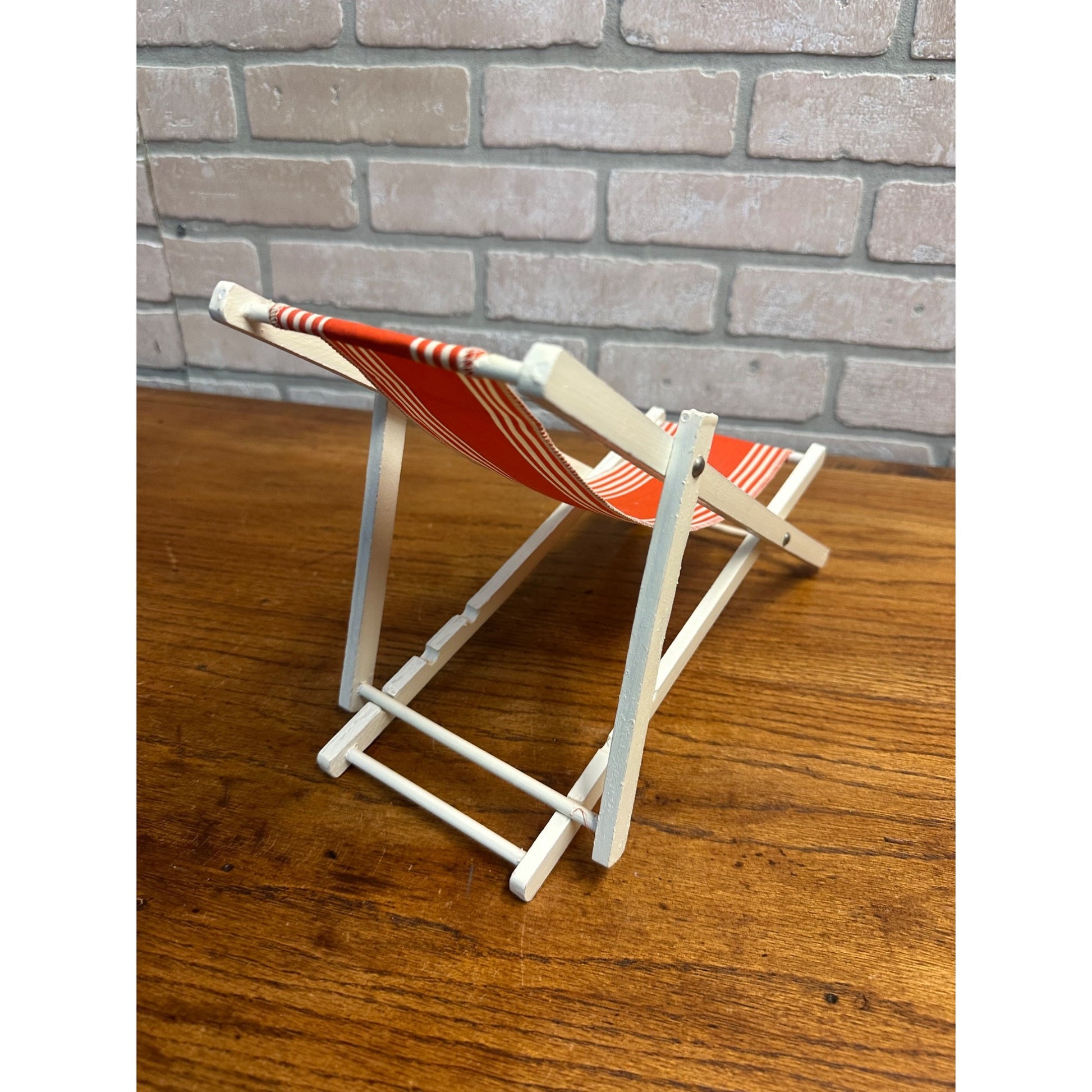 Vintage Barbie Doll Size Lounge Chair Made In Western Germany, Wood/Cloth